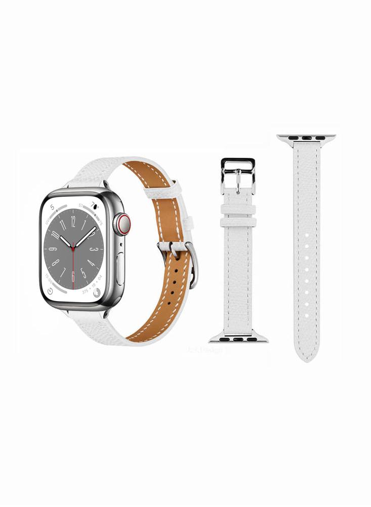 Perfii Slim Genuine Leather Replacement Band For Apple Watch 41б 40б 38 mm Series 8 7 6 5 4 SE