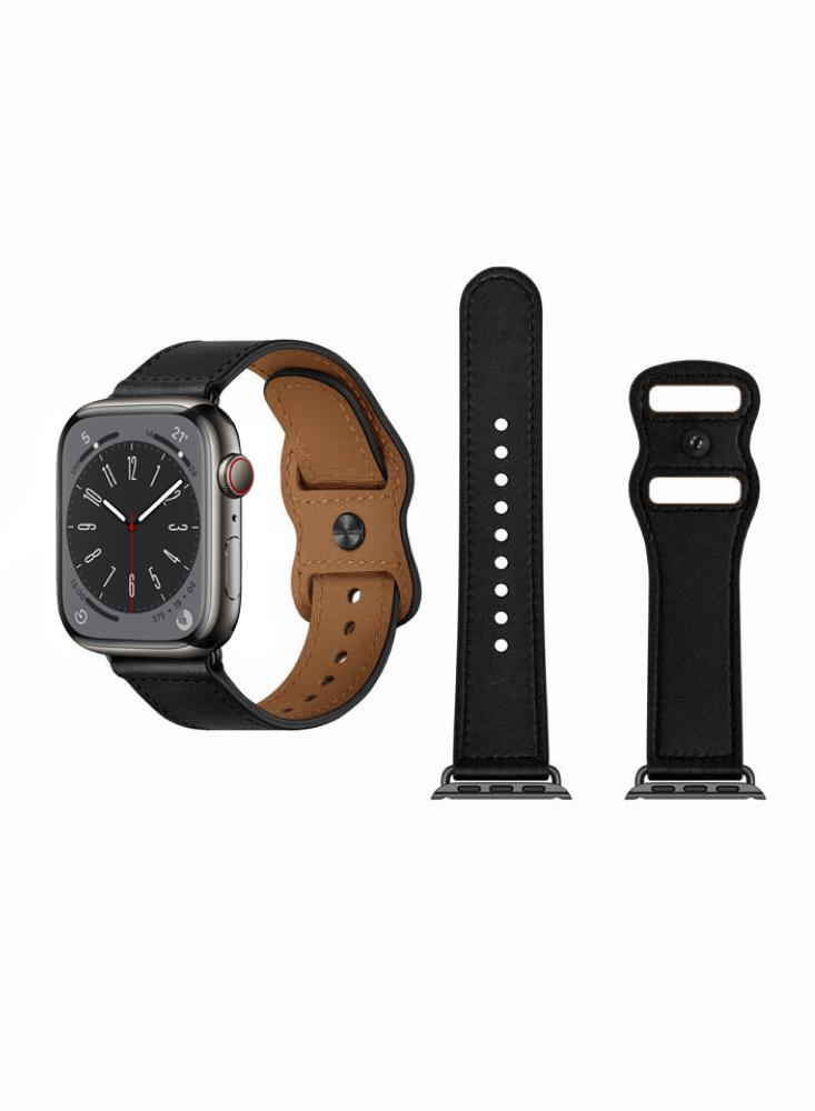 цена Perfii Infinity Solid Leather Replacement Band For Apple Watch 49, 45, 44, 42mm Series Ultra 8 7 6 5 4 SE