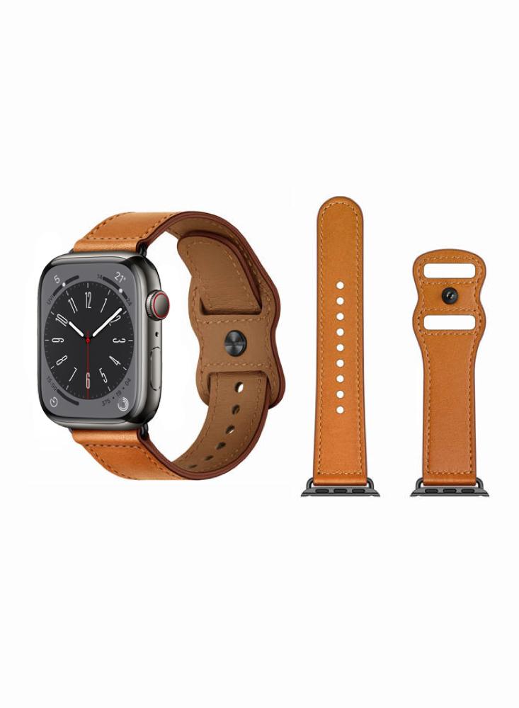 Perfii Infinity Solid Leather Replacement Band For Apple Watch 49, 45, 44, 42mm Series Ultra 8 7 6 5 4 SE