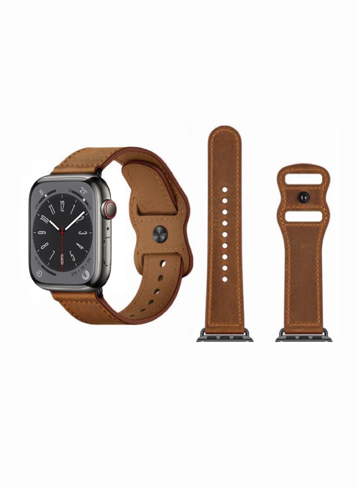 Perfii Infinity Solid Leather Replacement Band For Apple Watch 49, 45, 44, 42mm Series Ultra 8 7 6 5 4 SE