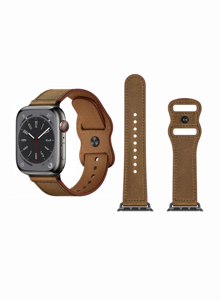 Perfii Infinity Solid Leather Replacement Band For Apple Watch 49, 45, 44, 42mm Series Ultra 8 7 6 5 4 SE