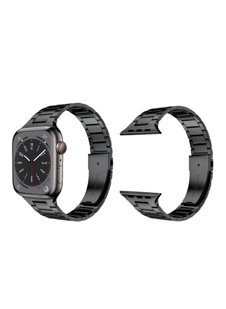 Perfii Stainless Steel Slim Triple Link Replacement Band for Apple Watch 41, 40, 38 mm Series 8 7 6 SE 5 4 3 thickened stainless steel watch band 22mm 24mm 26mm black silver bracelet replacement metal belt for men s watch accessories