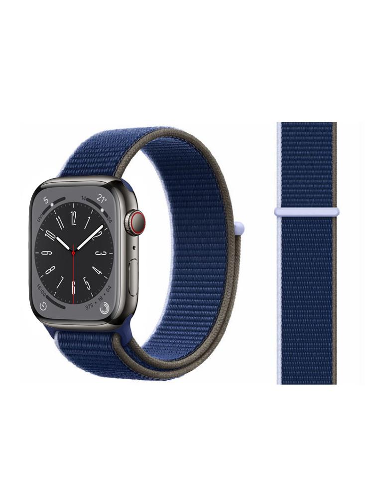Perfii Nylon Loop Replacement Band For Apple Watch 41\/40\/38mm Series 8\/7\/6\/SE\/5\/4\/3 nato watch band nylon blue one piece replace seatbelt movement watch straps for man or women 18mm 20mm 22mm 24mm