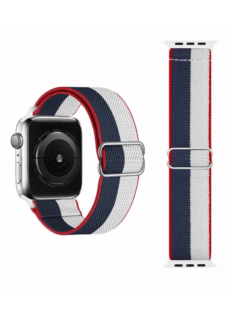 Perfii Flag Adjustable Braided Solo Replacement Band For Apple Watch 49, 45, 44, 42 mm Series Ultra 8 7 6 SE 5 4 3