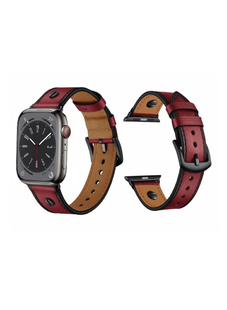 Perfii One Rivet Leather Replacement Band For Apple Watch 41\/40\/38mm Series 8\/7\/6\/5\/4\/SE