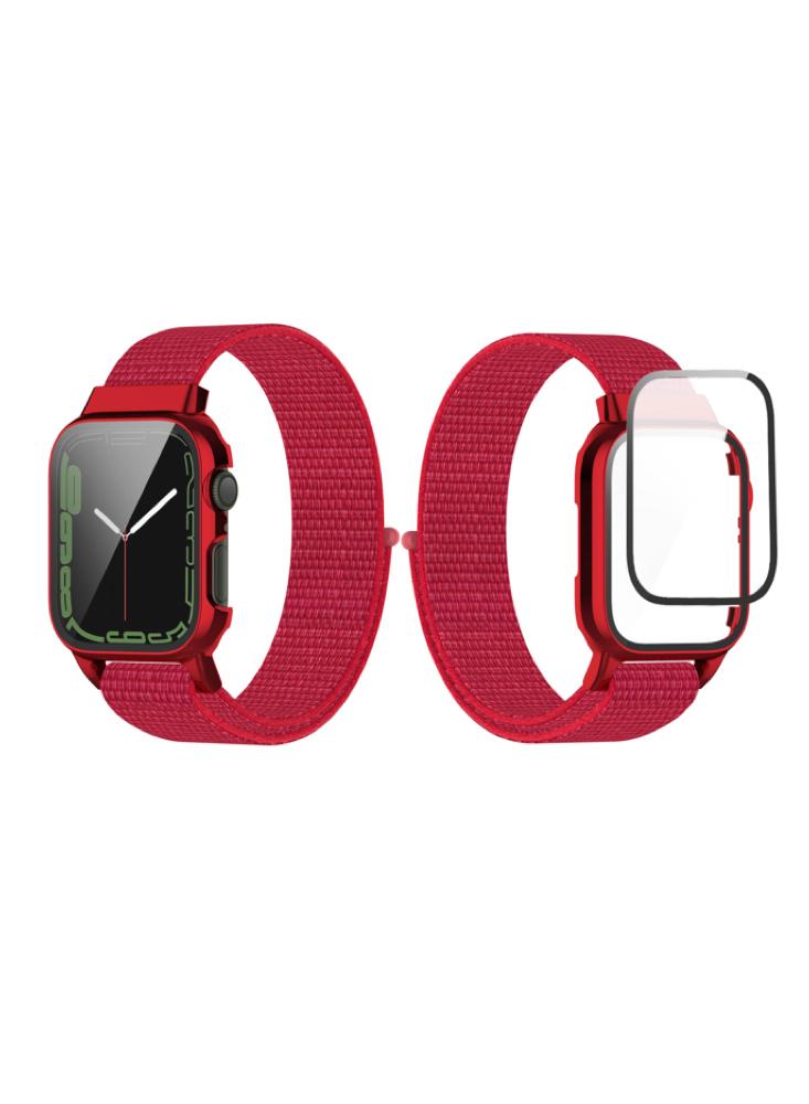 Perfii Nylon Loop Replacement Band With Protective Case For Apple Watch 49\/45\/44\/42mm Series Ultra\/8\/7\/6\/5\/4\/SE