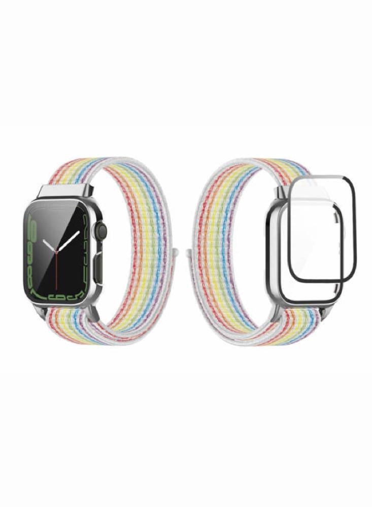 Perfii Nylon Loop Replacement Band With Protective Case For Apple Watch 49\/45\/44\/42mm Series Ultra\/8\/7\/6\/5\/4\/SE 20mm 22mm nylon strap for samsung galaxy watch 42mm galaxy watch 3 41mm 46mm active 2 for galaxy gear 3 for amazfit bip band