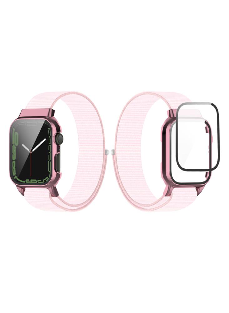Perfii Nylon Loop Replacement Band With Protective Case For Apple Watch 41\/40\/38mm Series 8\/7\/6\/5\/4\/SE kosibate speedloader pouch case holder nylon tactical double speedloader belt universal fit 357 44 most from 38 to 45 colt