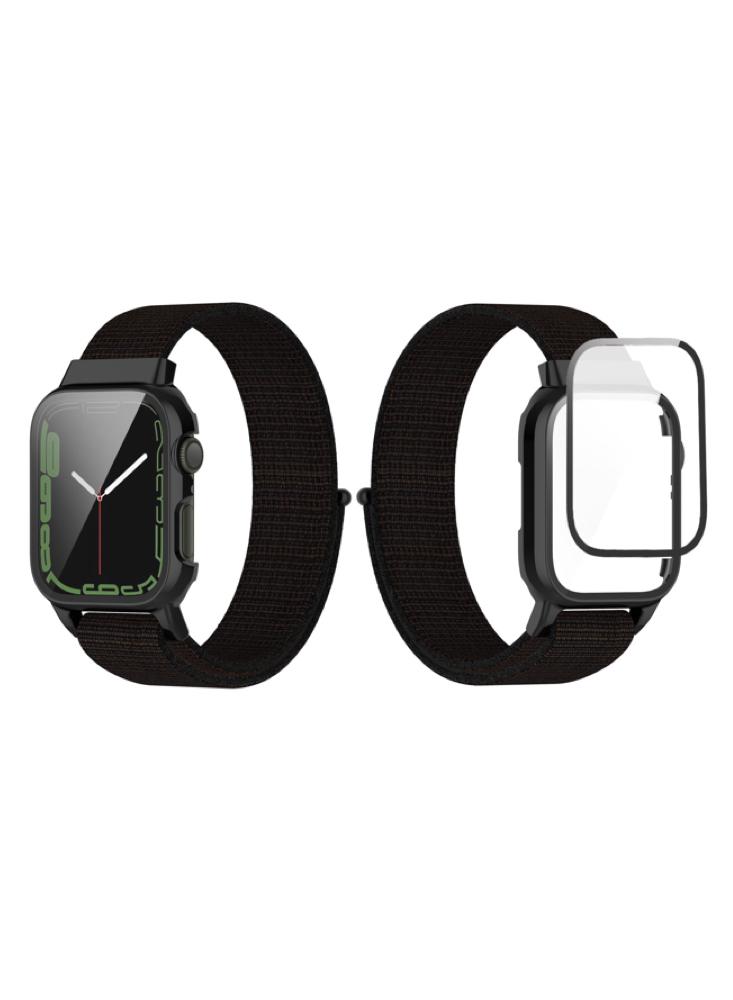 Perfii Nylon Loop Replacement Band With Protective Case For Apple Watch 41\/40\/38mm Series 8\/7\/6\/5\/4\/SE цена и фото