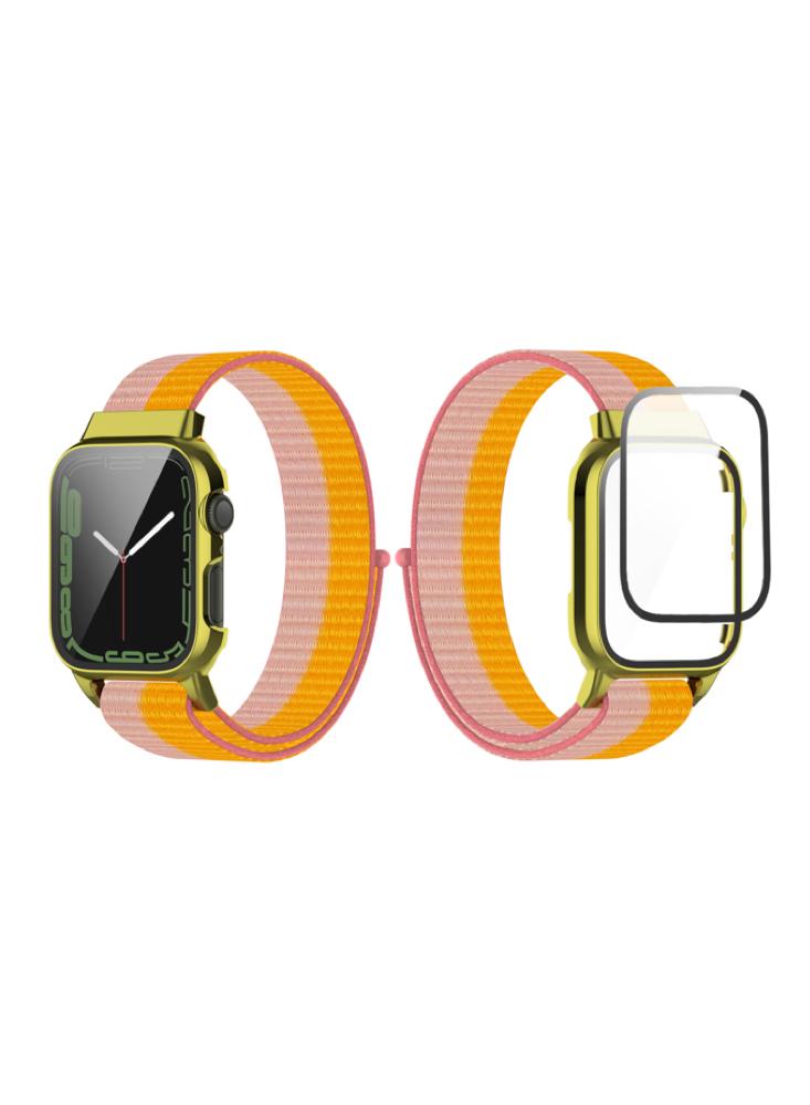 Perfii Nylon Loop Replacement Band With Protective Case For Apple Watch 41\/40\/38mm Series 8\/7\/6\/5\/4\/SE