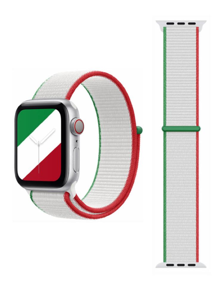 Perfii Flag Nylon Loop Replacement Band  For Apple Watch 49/45/44/42mm Series Ultra/8/7/6/5/4/SE codfiedy 18mm 20mm 22mm 24mm twill weave nylon watch band premium nylon watch straps for huawei samsung men women green blue red