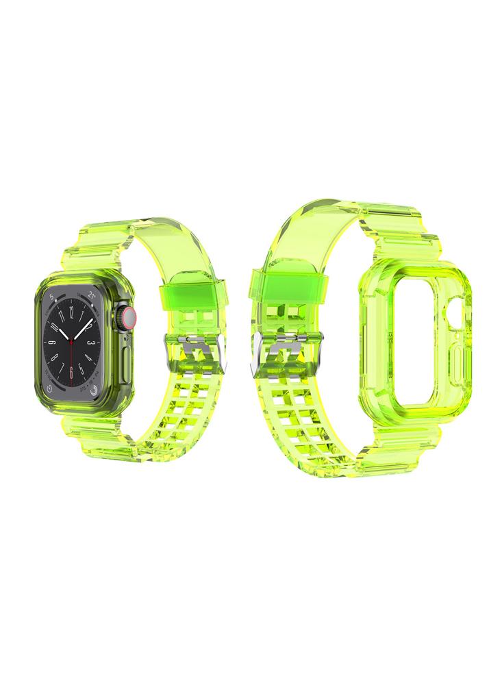 Perfii Ice Case Silicone Replacement Band For Apple Watch 45\/44\/42mm Series 8\/7\/6\/SE\/5\/4\/3 3 colors luminous green replacement housing shell case cover for nintendo gameboy advance for gba game concolse repair parts