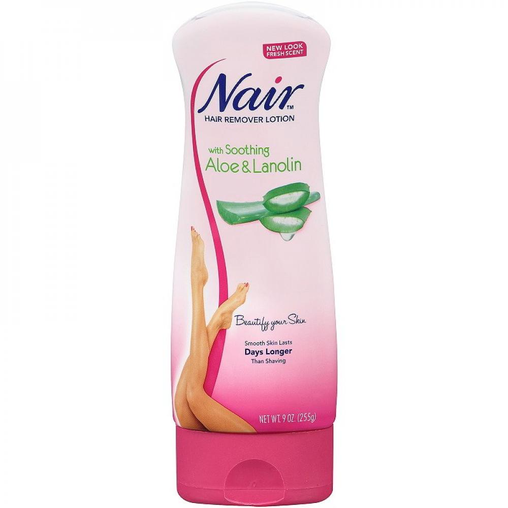 NAIR HAIR REMOVER LOTION WITH SOOTING ALOE \& LANOLIN 255 G ant oil permanent hair removal 20 ml organic hair removal cream regular use effective solution harmless to health smooth skin