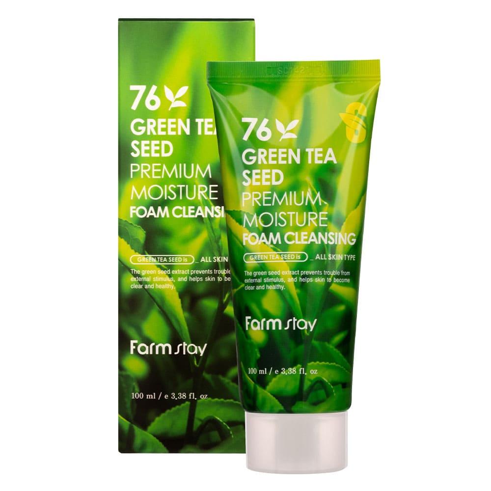 FARM STAY GREEN TEA SEED PREMIUM MOISTURE FOAM CLEANSING 40g vitamin c facial cleanser clean deeply acne oil control pore shrinkage firming skin care facial cleansing