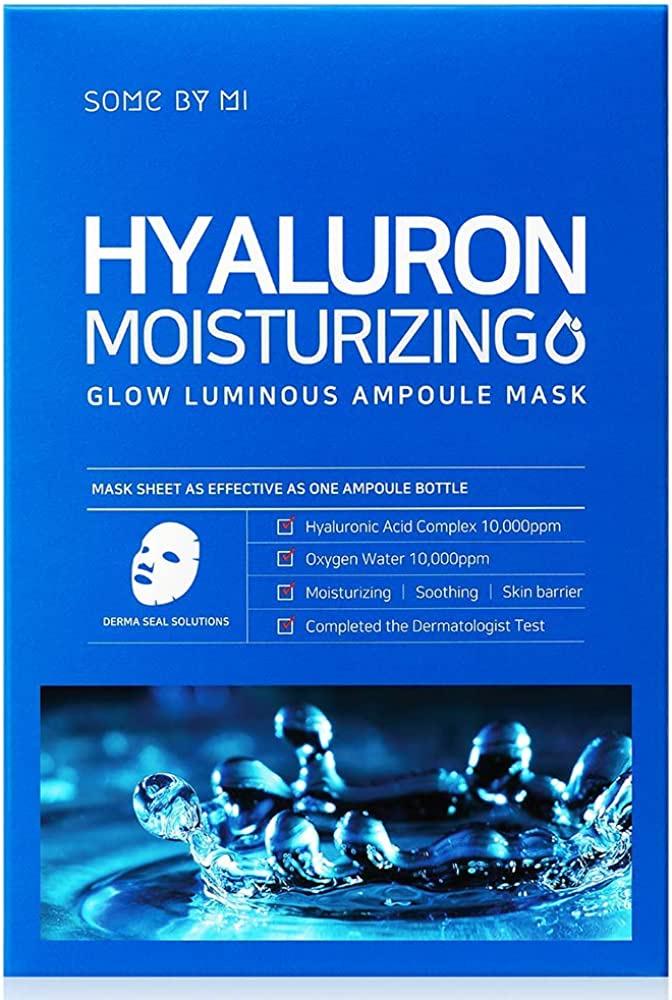 60pcs lot hyaluronic acid hydration facial masks moisturizing shrink pores sheet mask anti aging whitening face mask skin care SOME BY MI HYALURON MOISTURIZING GLOW LUMINOUS AMPOULE MASK 10EA