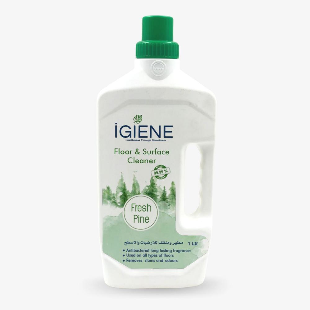 IGIENE Floor \& Surface Cleaner - Fresh Pine - 1 Litre flat squeeze mop and bucket hand free wringing mop microfiber mop pads wet or dry usage on hardwood laminate tile