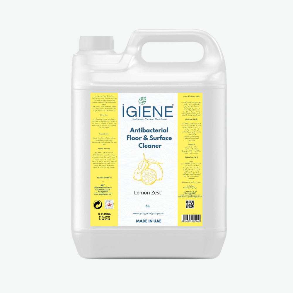 IGIENE Floor \& Surface Cleaner - Lemon Zest - 5 Litre igiene interior cleaner 500ml