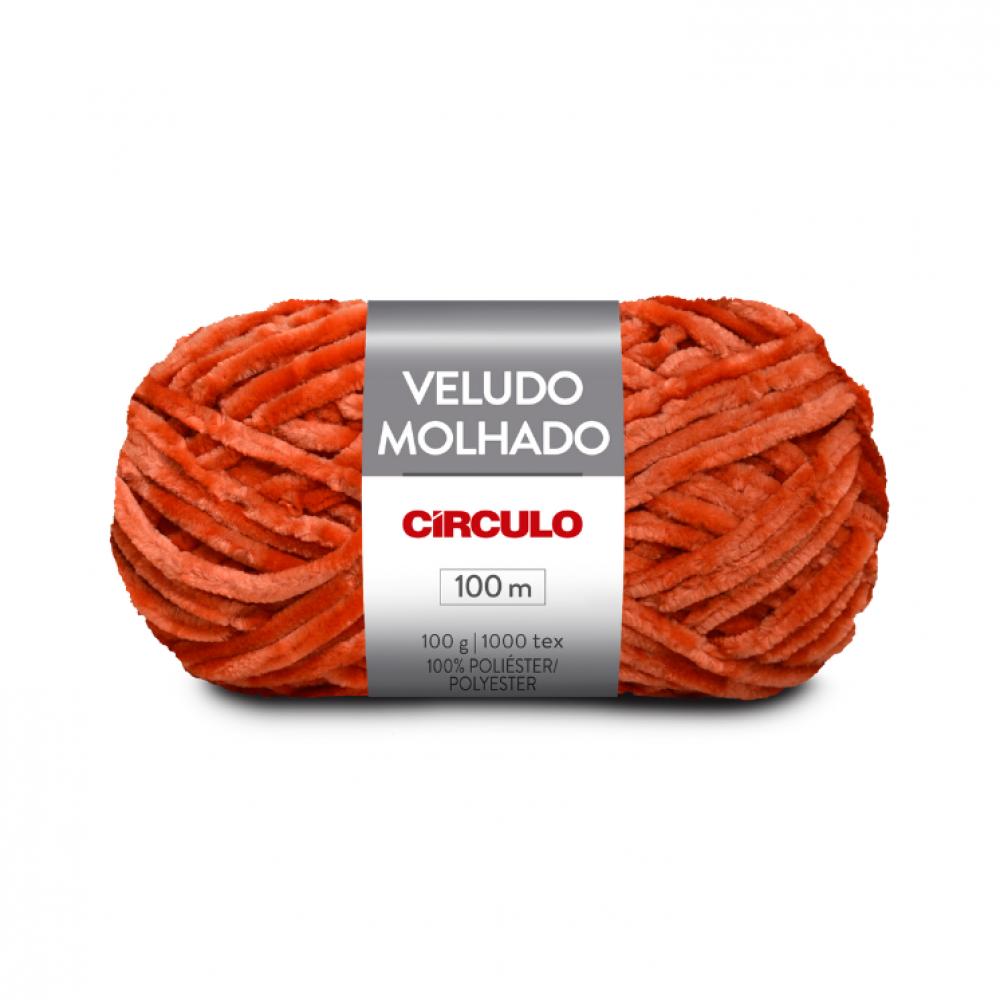 Circulo Veludo Molhado Yarn - Laranja Ipe (4229) photo shoot handcraft fluffy 100% wool felted round infant blankets basket soft filler for newborn baby photography accessories