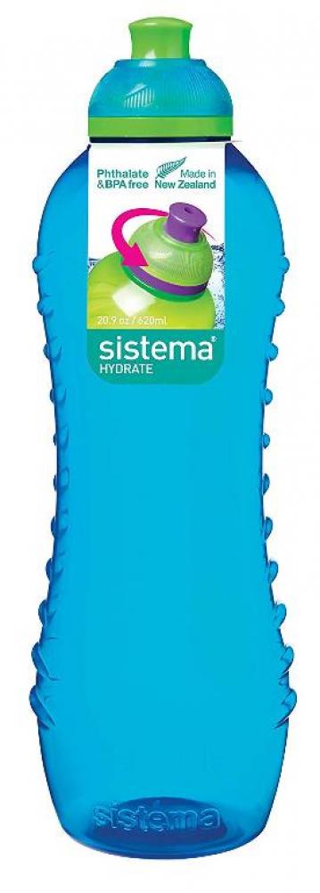 Sistema 620 ml Squeeze Water Bottle, Blue sistema helix squeeze blue bottle 600 ml