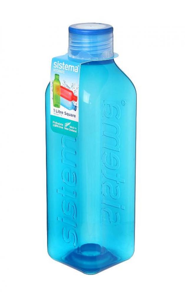 Sistema 1L Square Water Bottle, Blue sistema salad to go 1 1l blue clip