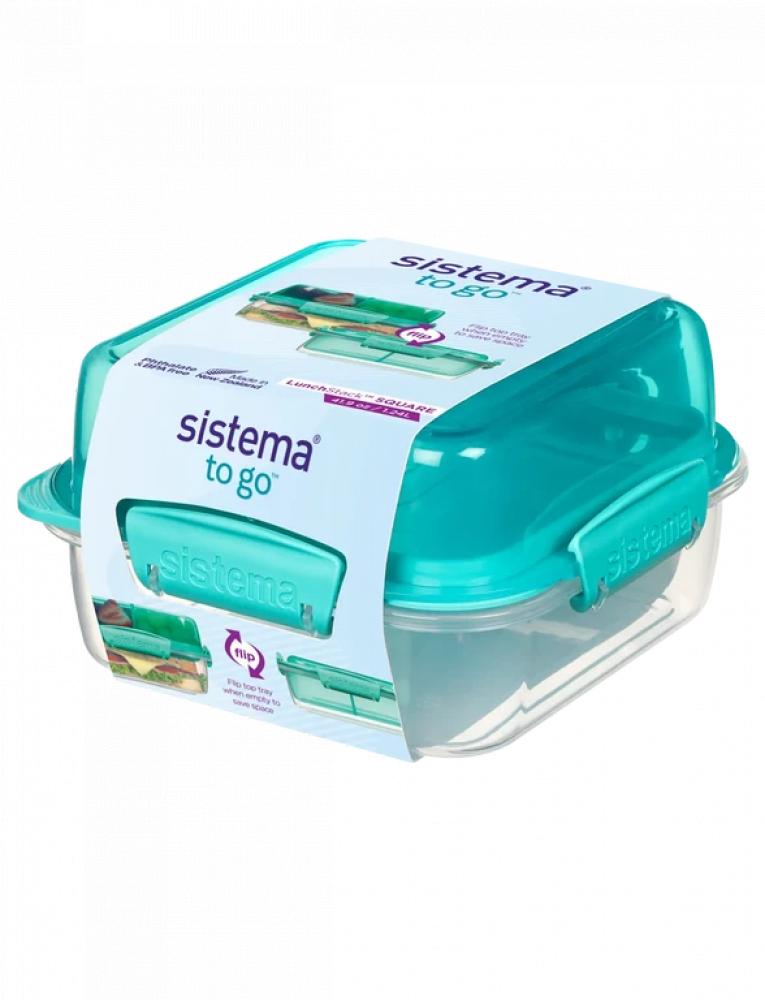 Sistema Lunch Stack To Go Green 1.4 litre 900ml 3 layer large capacity wheat straw bento boxes microwave dinnerware portable leakproof stackable camping school lunch box