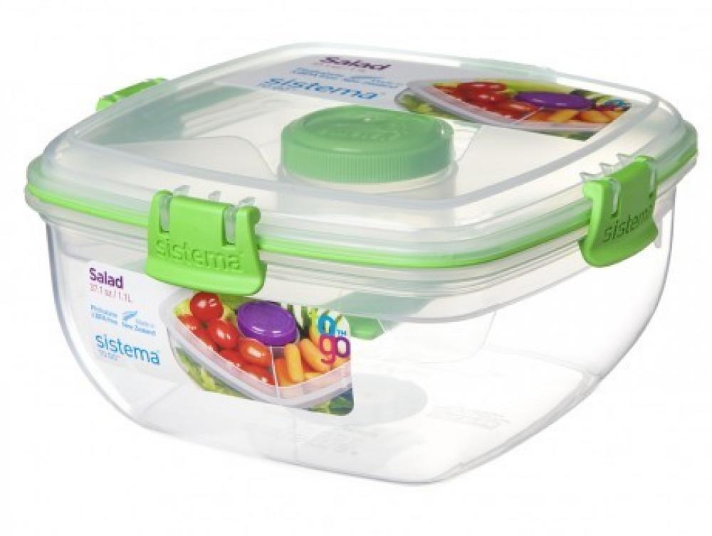 Sistema Salad To Go 1.1L Green Clip sistema lunch stack to go green 1 4 litre