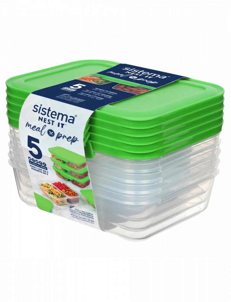 container sets meal container plastic food storage pantry set of 5 containers bpa free dishwasher safe rubbermaid plastic hocking storage with lids in Sistema Meal Prep Nest IT, Set of 5, 870 ml