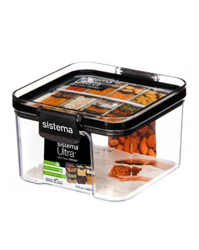 Sistema Tritan Ultra Square Container 460ML fissman square flip lock food storage container 11x11x7 cm 450ml plastic