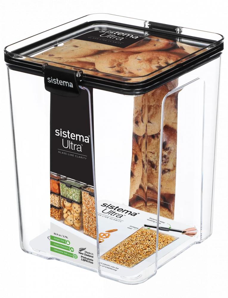 Sistema 2.75 Liter Large Tritan Ultra Square homesmiths pop up 2 liter square food container