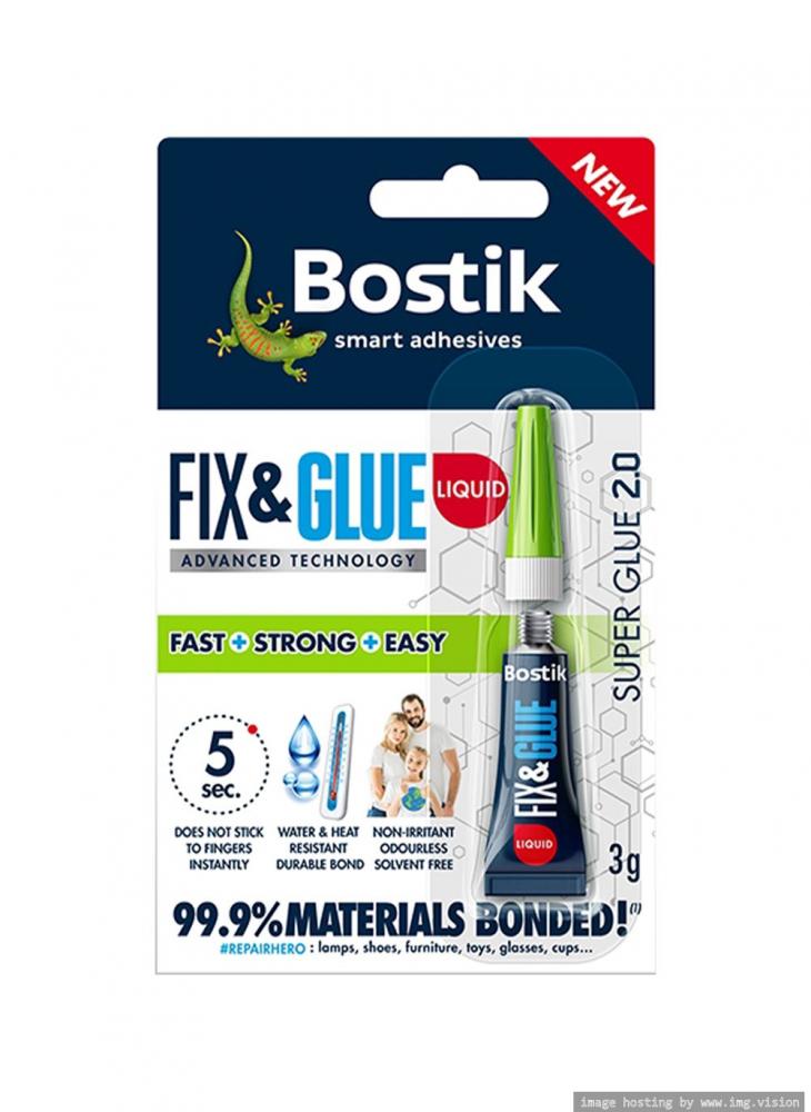 Bostik Fix & Glue Liquid 3g quick drying super glue 502 instant strong adhesive toys crafts shoes paper wood plastic fast repairing universal adhesion glue