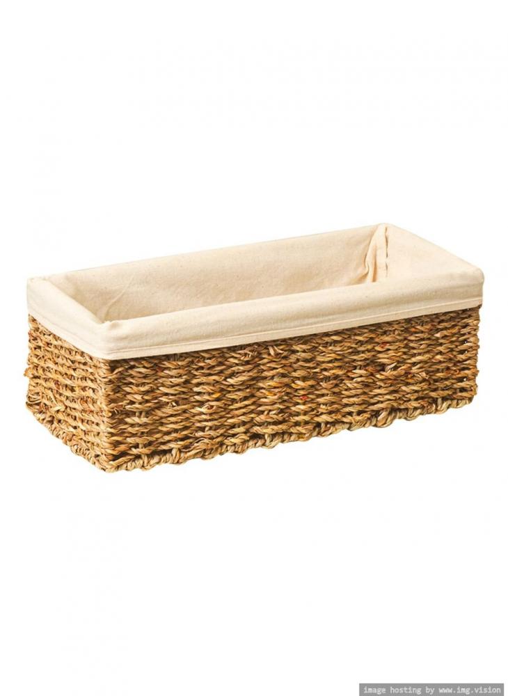 homesmiths natural water hyacinth laundry hamper with liner small Homesmiths Natural Seagrass Basket with Liner Small-2
