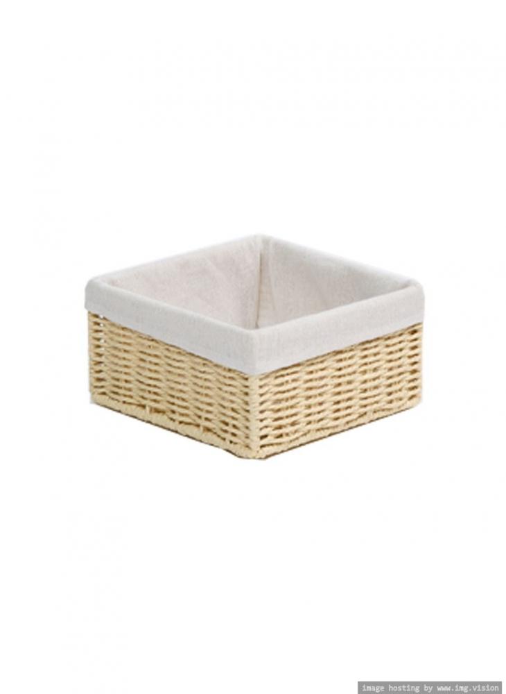Homesmiths Storage Basket Natural with Liner “ L20 x W20 x H10 cm little storage under shelf fridge clip on drawer
