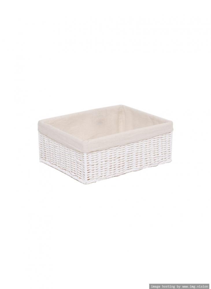 Homesmiths Medium Storage Basket White with Liner 32 x 24 x 12 cm homesmiths storage basket natural with liner “ l20 x w20 x h10 cm