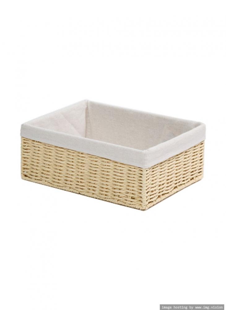 Homesmiths Large Storage Basket Natural with Liner 36 x 27 x 13 cm homesmiths small square paper rope basket natural 25 x 25 x h25 cm
