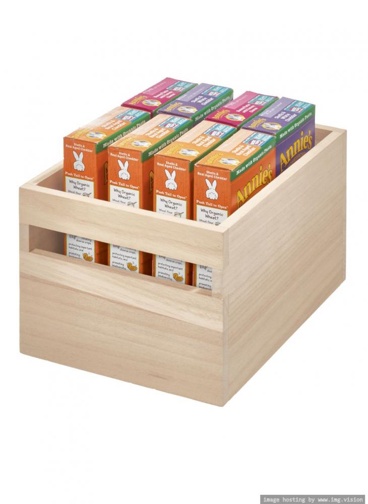 interdesign kitchen binz stackable box 5 5 x 6 6 x 3 7 inch clear Interdesign Wood Handled Bin 10 x 7.5 x 6 inch