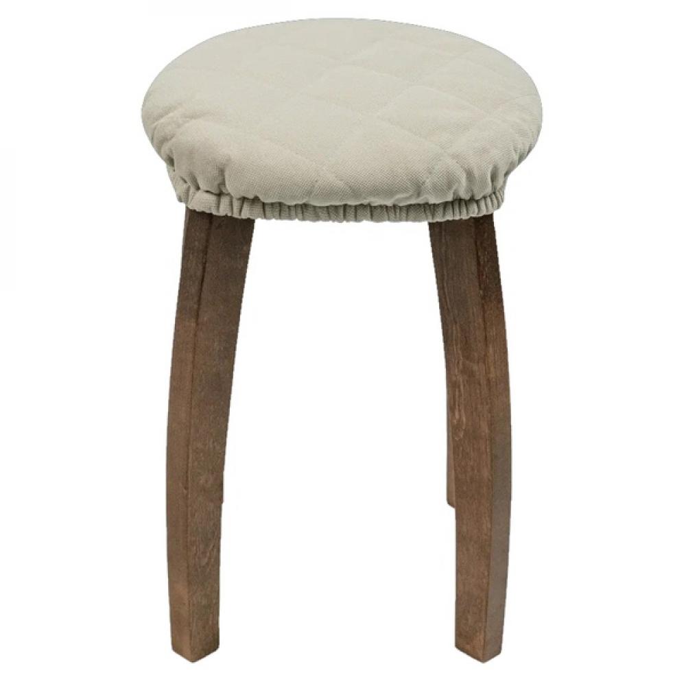 Stool Cover Round, Stool Cover On The Elastic Band, Compacted, 30 Cm, Beige micro velour chair pillow 38x39 cm brown