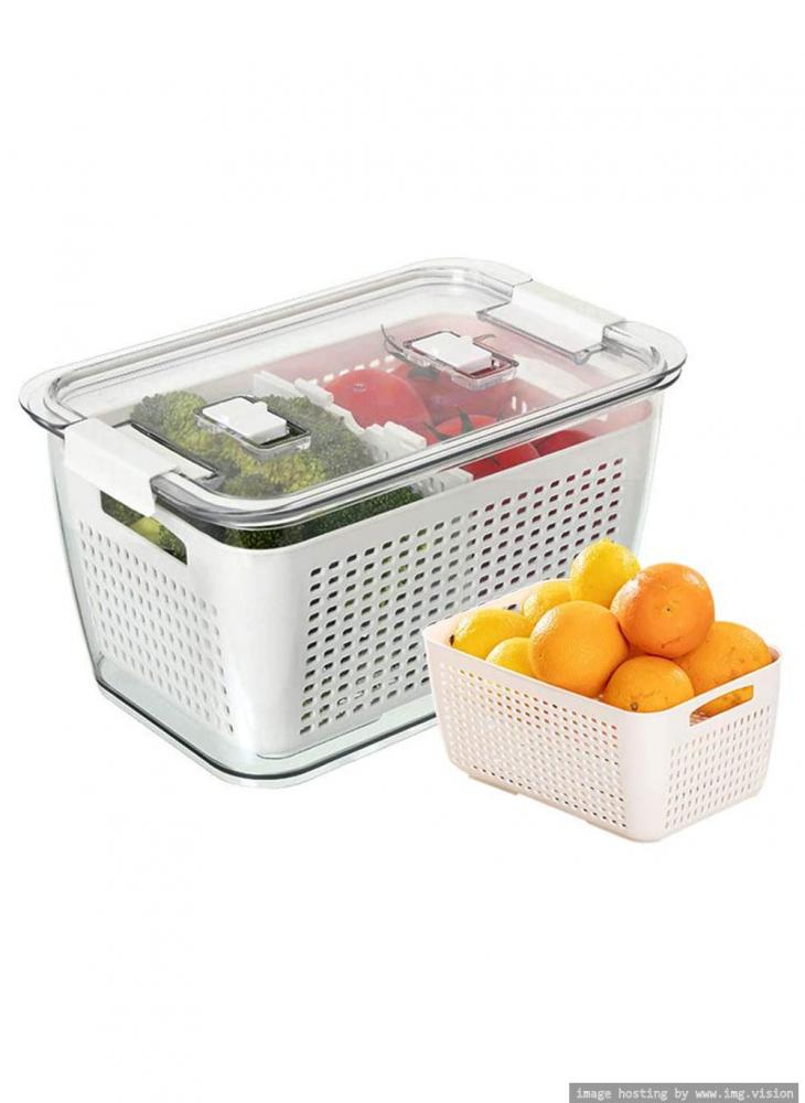 Homesmiths Small Fridge Storage Container with Double Layer Fruit Basket homesmiths large fridge storage container with double layer fruit basket