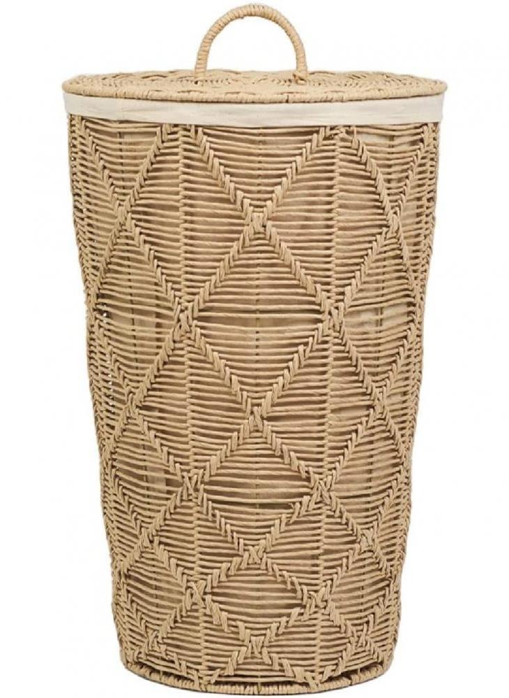 Homesmiths Large Round Paper Rope Hamper Natural Dia 40 x H62 cm homesmiths small square paper rope basket natural 25 x 25 x h25 cm