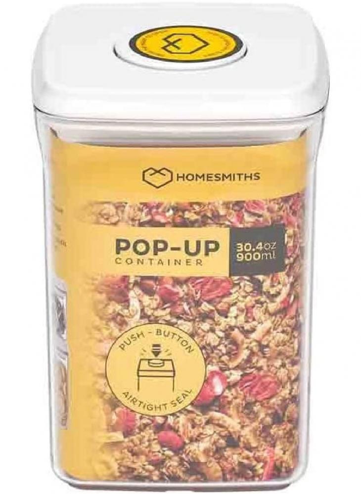 Homesmiths Pop-up 900ML Square Food Container airtight coffee storage container instant coffee canister with heighten bottom kitchen coffee canisters with sealed lid coffee s