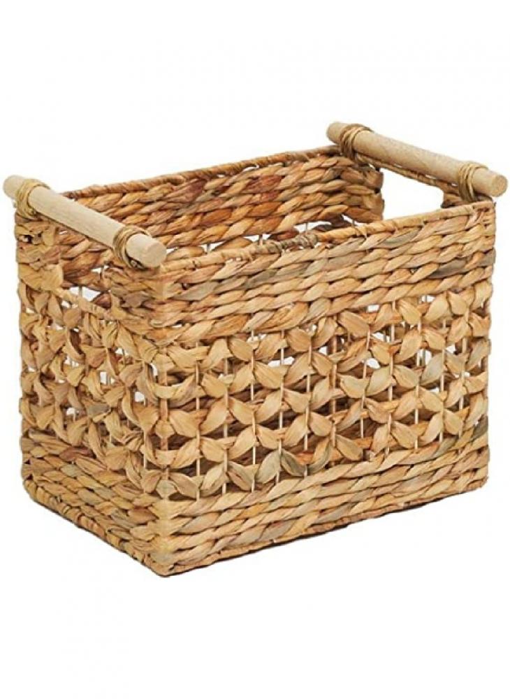Homesmiths Small Water Hyacinth Basket With Rattan Handles 30 x 20 x H25 cm homesmiths natural rattan storage bins with handles large