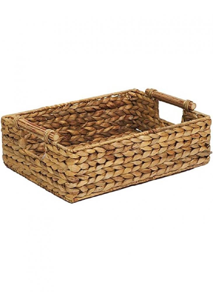 Homesmiths Large Water Hyacinth Basket With Rattan Handles 38 x 27 x H14 cm homesmiths natural rattan storage bins with handles large