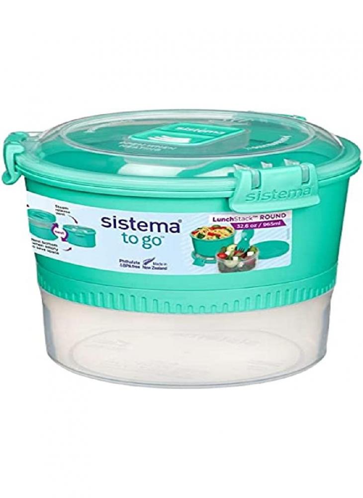 Sistema Lunch Stack To Go Round Teal sistema 1 76 liter bento box to go teal