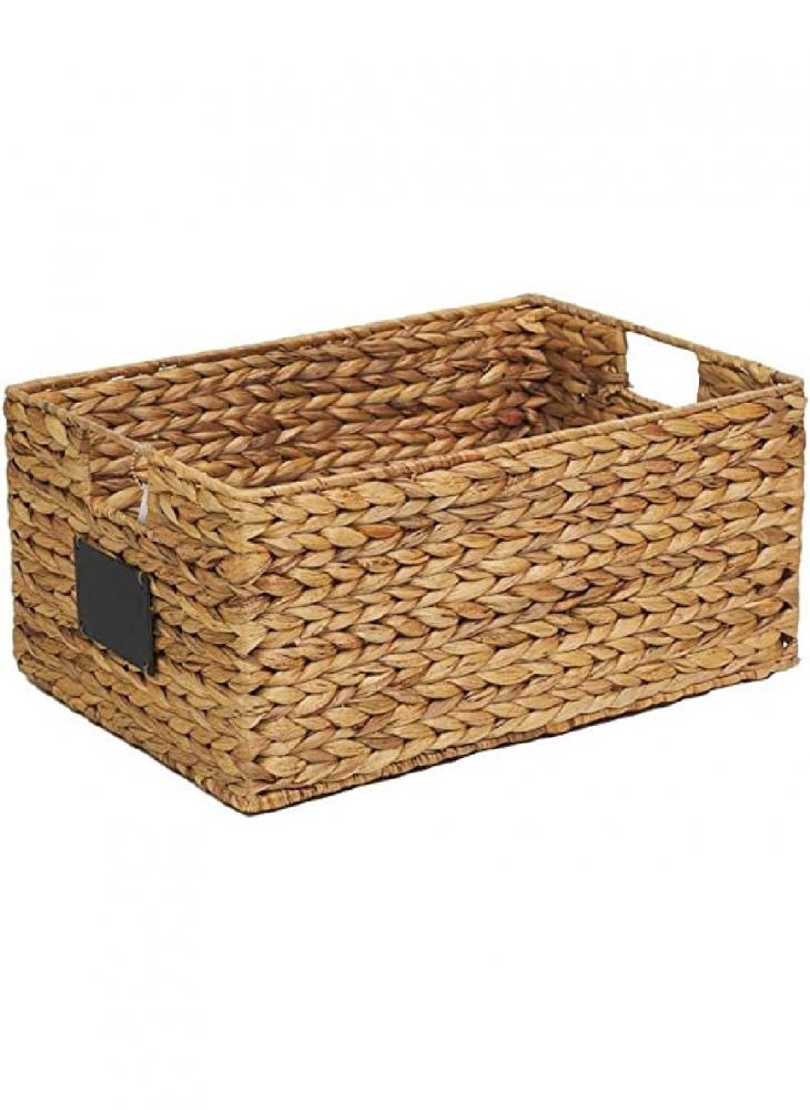 Homesmiths Large Mocha Water Hyacinth Bin with Handle Natural homesmiths large water hyacinth basket with rattan handles 38 x 27 x h14 cm