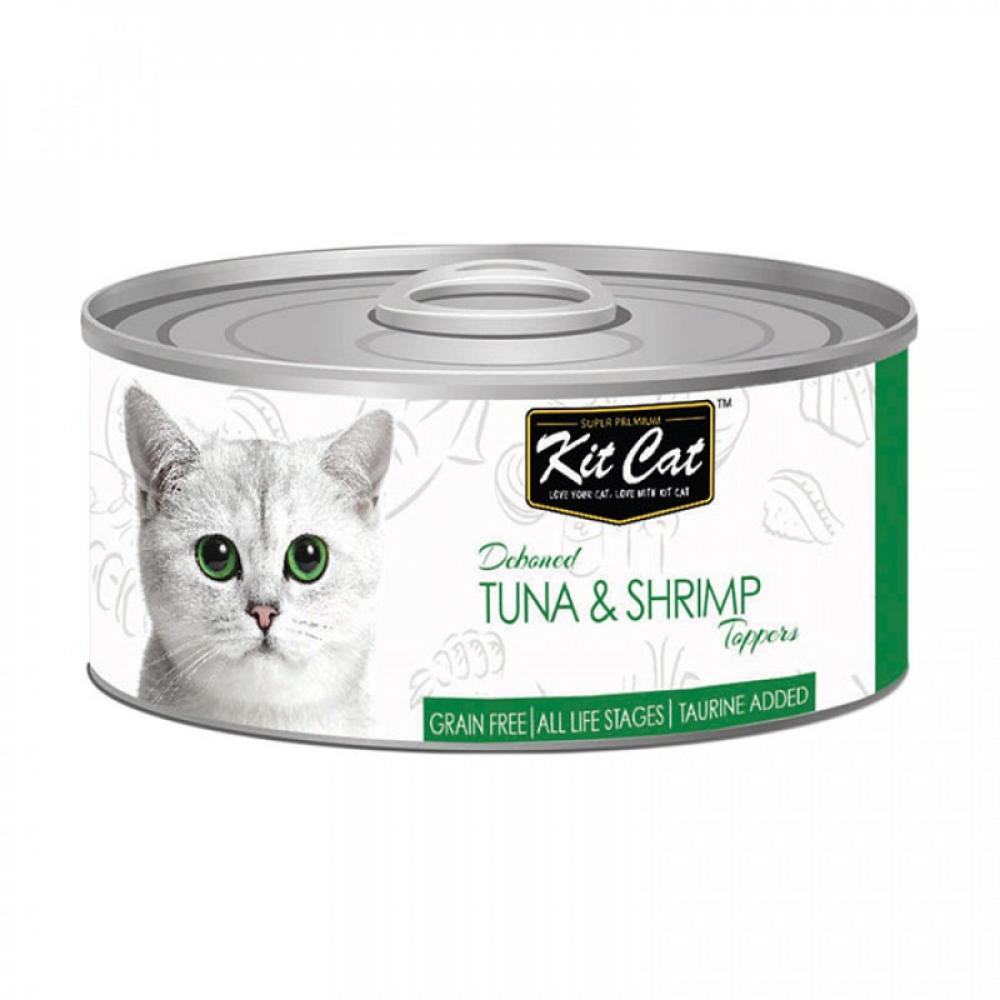 KitCat Tuna \& Shrimp - Deboned - CAN- BOX - 24*80g kitcat chicken mousse with tuna topper can box 24 80g