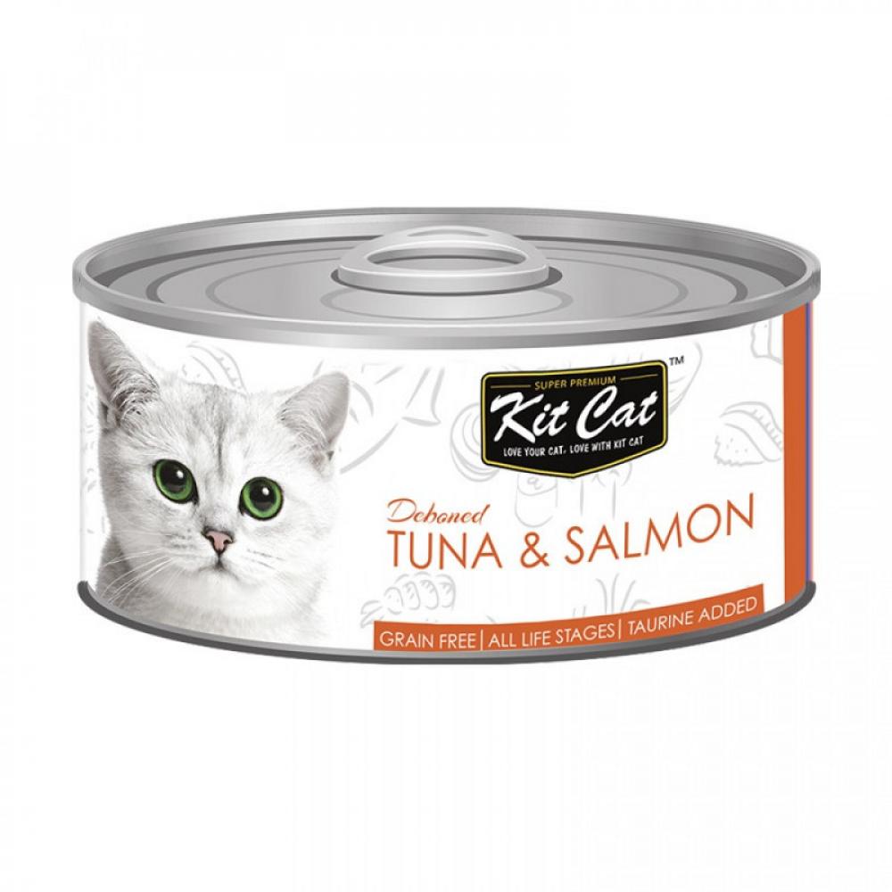 KitCat Tuna \& Salmon - CAN - BOX - 24*80g kitcat chicken mousse with tuna topper can box 24 80g