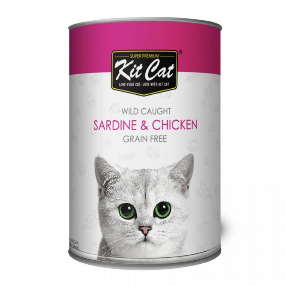 KitCat Tin Wild Caught - Sardine \& Chicken - BOX - 24*400g kitcat skin