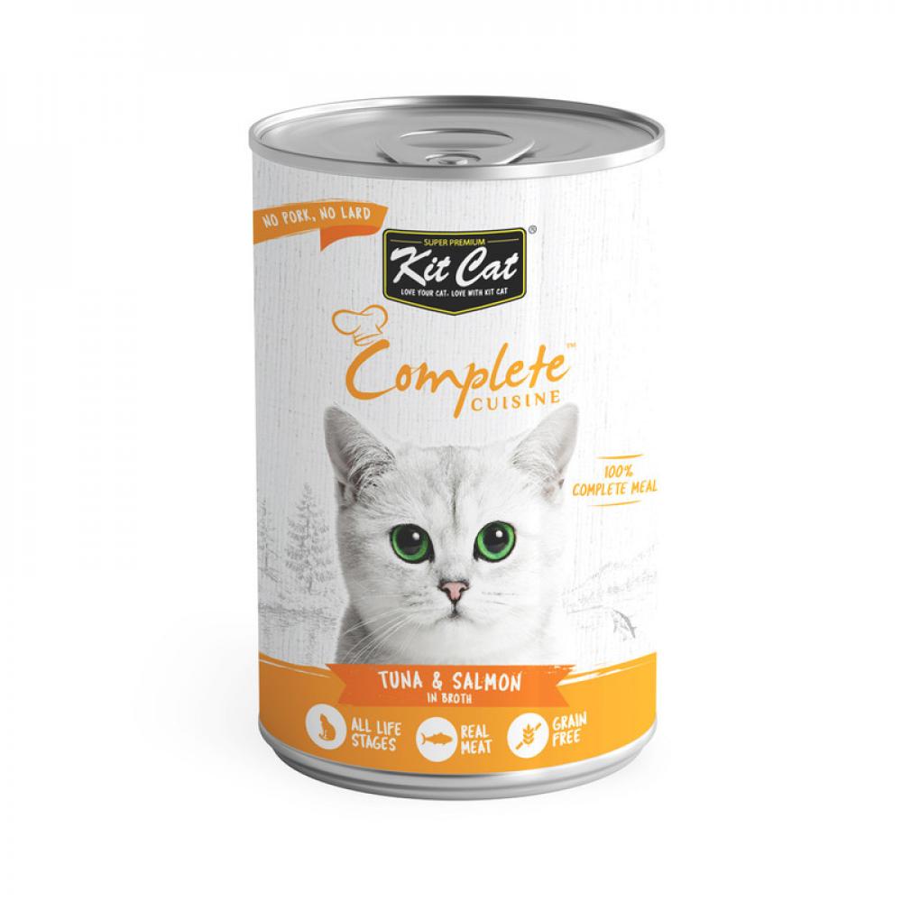 KitCat Cat Complete Cuisine - Tuna \& Salmon In Broth - CAN - BOX - 24*150g kitcat cat complete cuisine chicken classic in broth can 150g