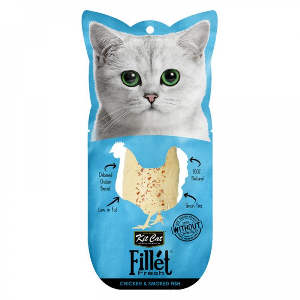 KitCat Fillet - Chicken \& Smocked Fish - 30g kitcat puree collagen care chicken 4 x 15 g