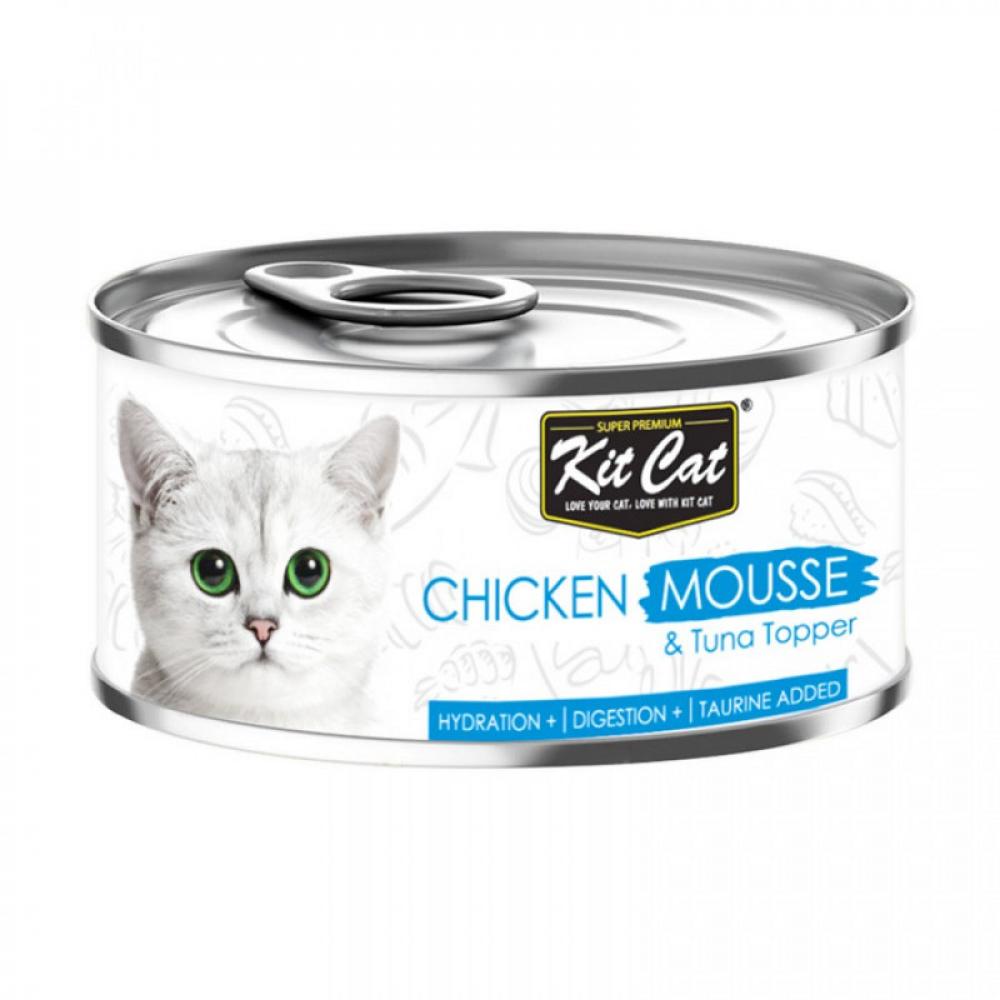 KitCat Chicken Mousse with Tuna Topper - CAN - 80g kitcat chicken mousse with tuna topper can box 24 80g