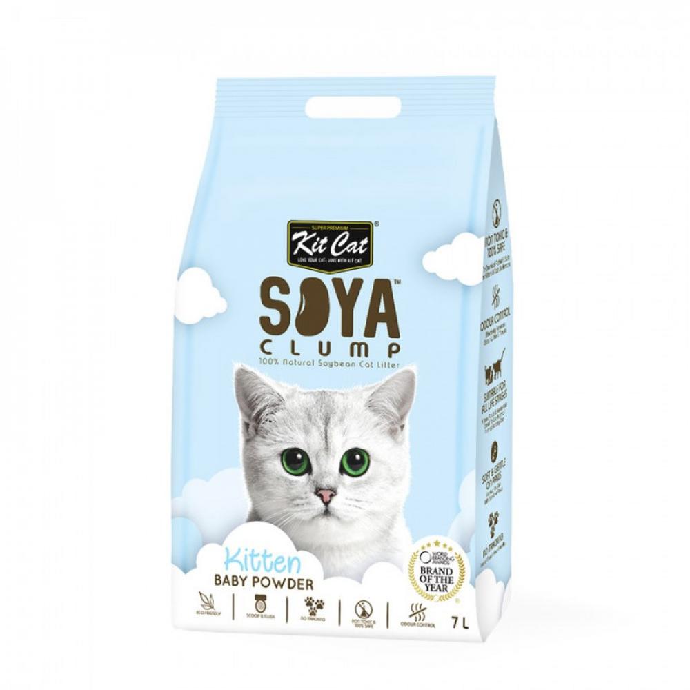 KitCat SOYA KITTEN Cat Litter - Clumping - Baby Powder - 7L kitcat soya kitten cat litter clumping baby powder box 6 7l